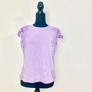 Express Sleeveless Lace Lilac Crewneck Shirt